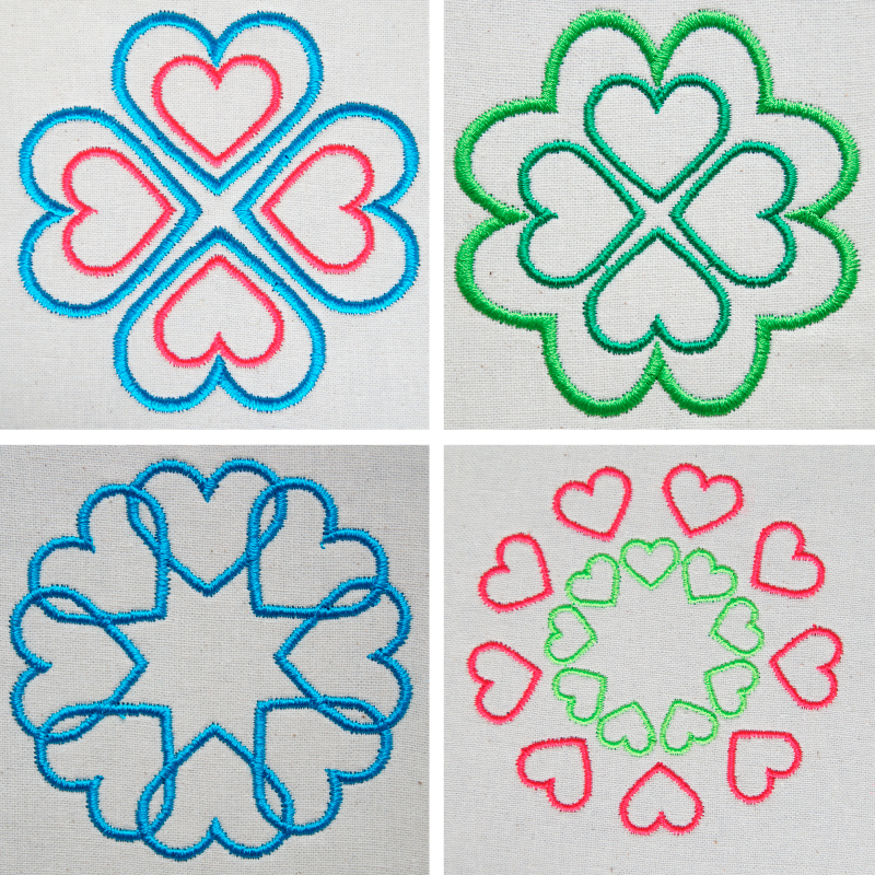 Stickdatei Set Herz Ornamente 8 x 8 / 7,6 x 7,5 / 7 x 7 / 7,2 x 7,2 cm Stickdatei Set Herz Ornamente 8 x 8 / 7,6 x 7,5 / 7 x 7 / 7,2 x 7,2 cm