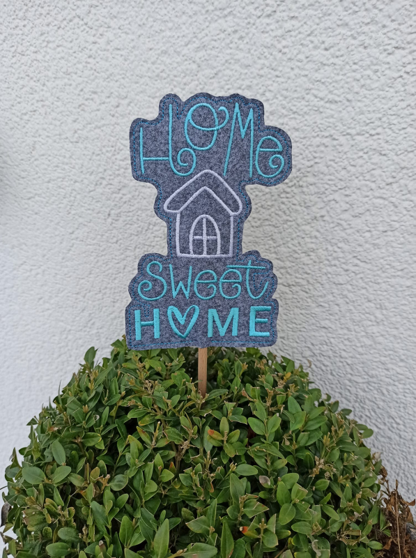 Stickdatei Set ITH Schilder Stabdeko mit Schriftzug Home Sweet Home und einem Haus