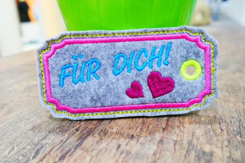 Freebie Stickdatei ITH Anhänger Für Dich (10x10)