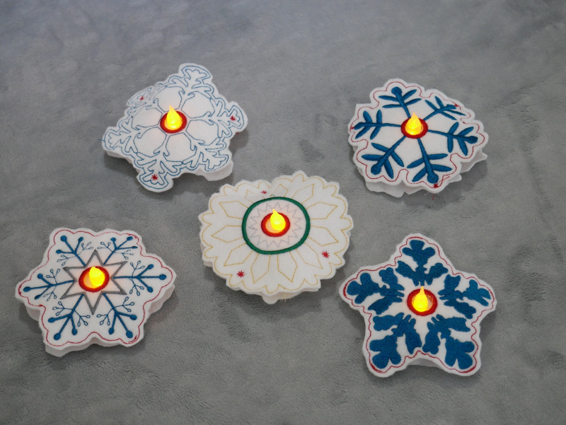 Stickdatei Set ITH Schneeflocken in 2 Größen
