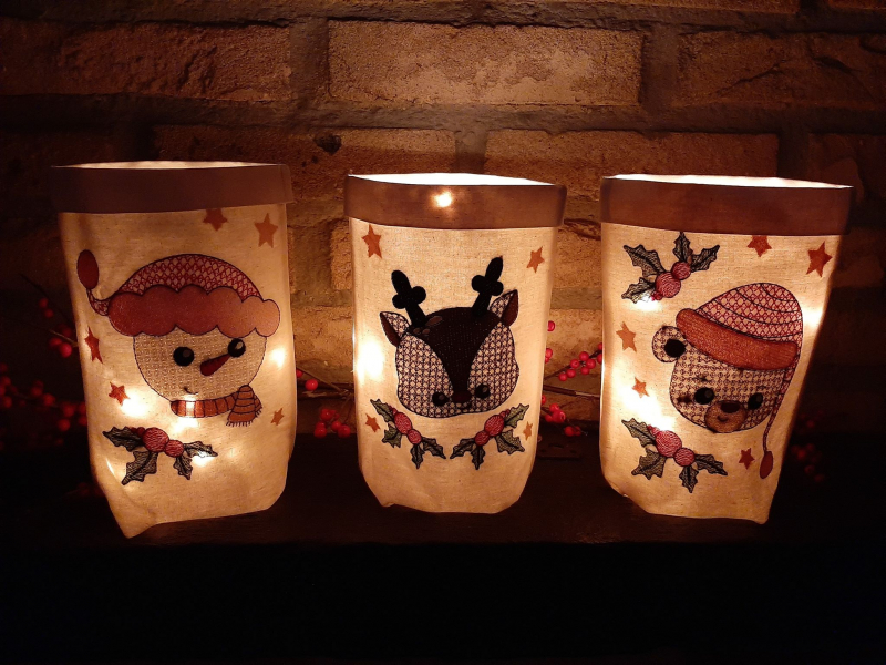 Stickdatei Set ITH Lichtbeutel Christmas Faces Stickdatei Set ITH Lichtbeutel Christmas Faces