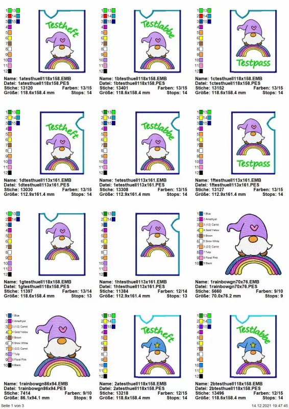 Stickdatei Set ITH Testpass-Hüllen + Einzelmotive und Blankos Stickdatei Set ITH Testpass-Hüllen + Einzelmotive und Blankos