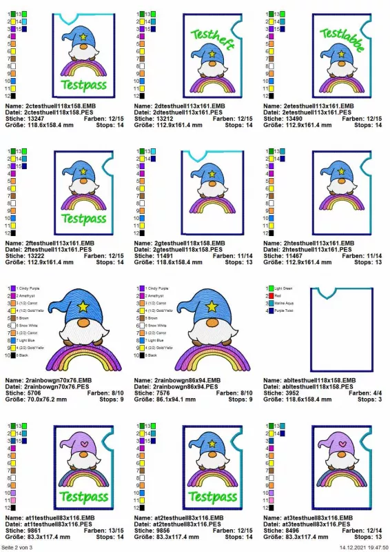 Stickdatei Set ITH Testpass-Hüllen + Einzelmotive und Blankos Stickdatei Set ITH Testpass-Hüllen + Einzelmotive und Blankos