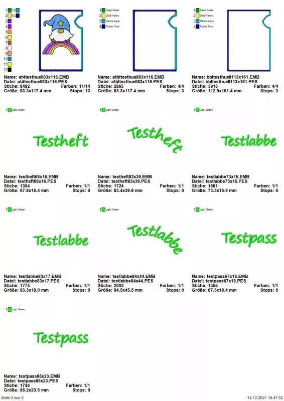 Stickdatei Set ITH Testpass-Hüllen + Einzelmotive und Blankos Stickdatei Set ITH Testpass-Hüllen + Einzelmotive und Blankos