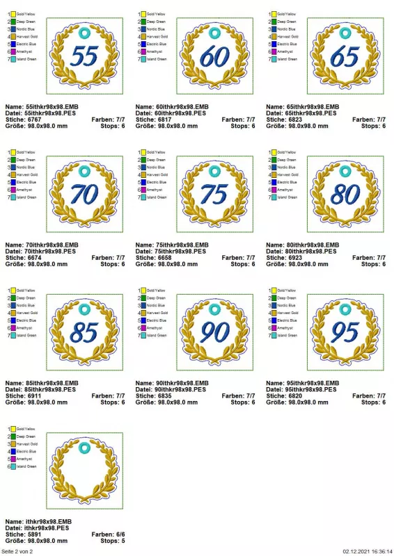 Stickdatei XXL Set Jubiläum inkl. ITH Stabdesigns und Anhänger Stickdatei XXL Set Jubiläum inkl. ITH Stabdesigns und Anhänger