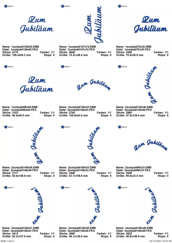 Stickdatei XXL Set Jubiläum inkl. ITH Stabdesigns und Anhänger Stickdatei XXL Set Jubiläum inkl. ITH Stabdesigns und Anhänger