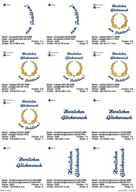 Stickdatei XXL Set Jubiläum inkl. ITH Stabdesigns und Anhänger Stickdatei XXL Set Jubiläum inkl. ITH Stabdesigns und Anhänger