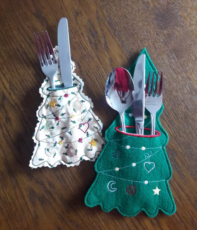Stickdatei Set weihnachtliche ITH Bestecktaschen Stickdatei Set weihnachtliche ITH Bestecktaschen