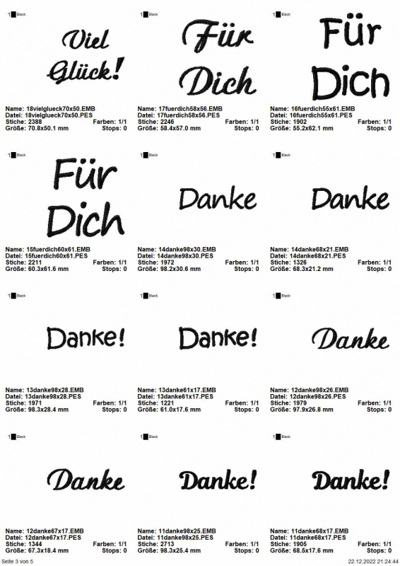 Stickdatei Set Rahmen + Schriftzüge Stickdatei Set Rahmen + Schriftzüge