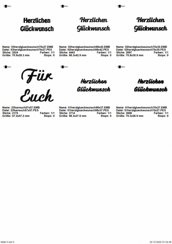 Stickdatei Set Rahmen + Schriftzüge Stickdatei Set Rahmen + Schriftzüge