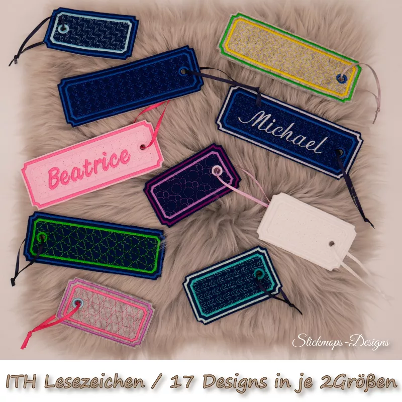 (Osterkalender-Türchen 6B) Stickdatei Set ITH Lesezeichen mit verschiedenen Füllmustern in 2 Größen (Osterkalender-Türchen 6B) Stickdatei Set ITH Lesezeichen mit verschiedenen Füllmustern in 2 Größen