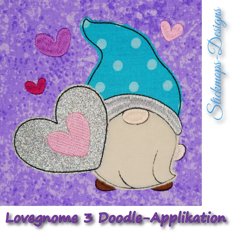 Stickdatei Lovegnome 3 Doodle-Applikation Stickdatei Lovegnome 3 Doodle-Applikation
