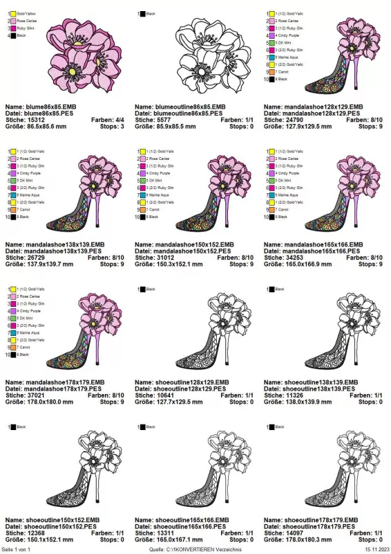 Stickdatei High Heels im Mandalastyle