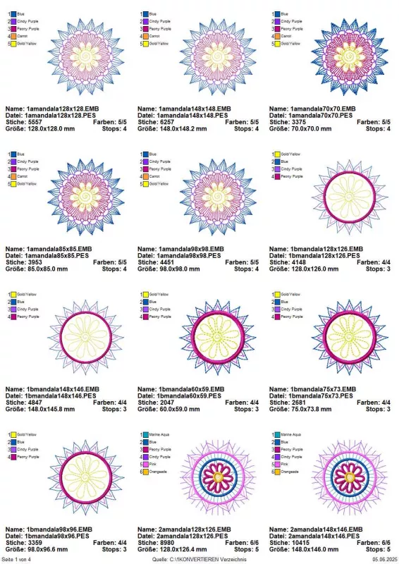 Stickdatei Set 8 Mandalas Line Art
