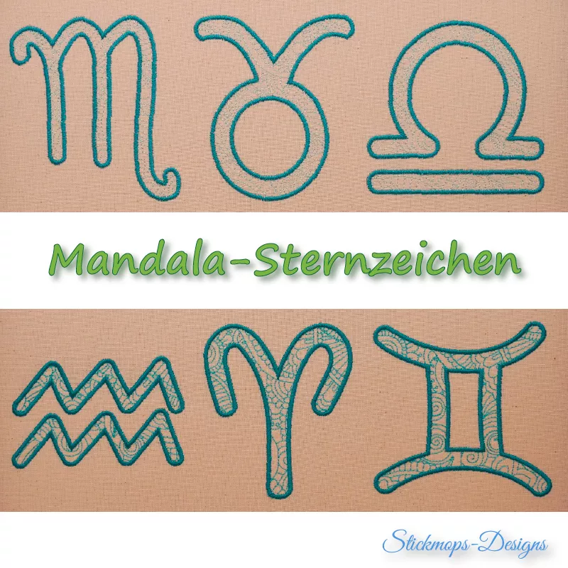 Stickdatei Set Mandala Sternzeichen Symbole inkl. ITH Anhänger