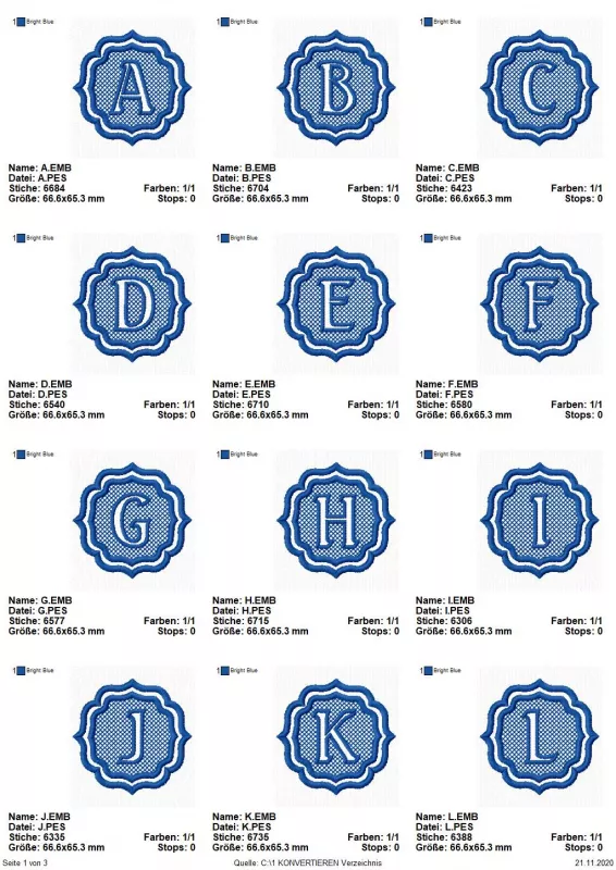 Stickdatei Set Monogramme Barock geeignet für Frottierwaren Stickdatei Set Monogramme Barock geeignet für Frottierwaren