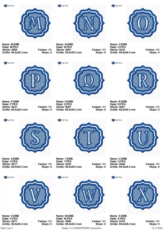 Stickdatei Set Monogramme Barock geeignet für Frottierwaren Stickdatei Set Monogramme Barock geeignet für Frottierwaren