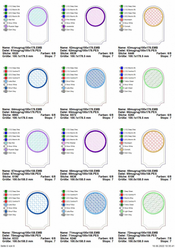 Stickdatei Set ITH Mug Rugs XXL mit 102 Dateien Stickdatei Set ITH Mug Rugs XXL mit 102 Dateien