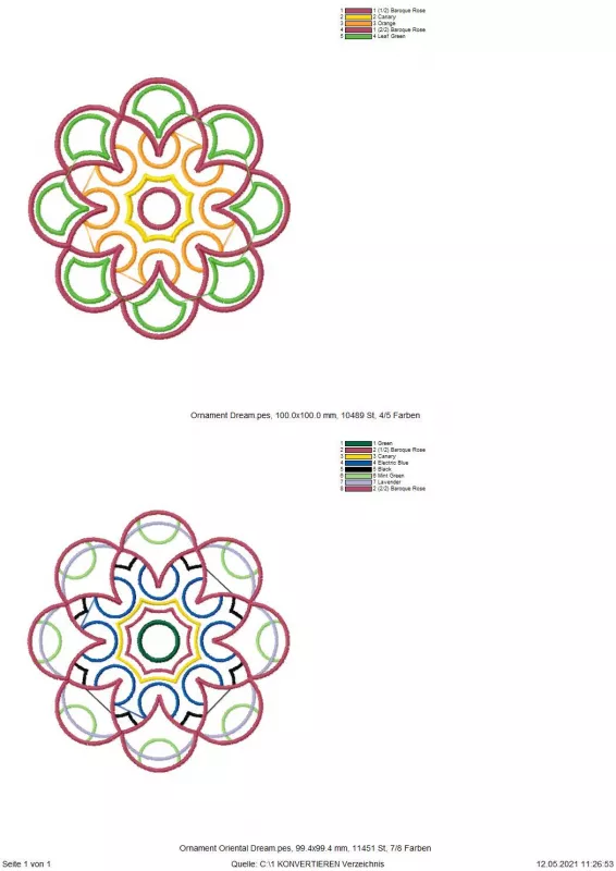 Stickdatei-Set Ornamente Dream 10 x 10 cm Stickdatei-Set Ornamente Dream 10 x 10 cm