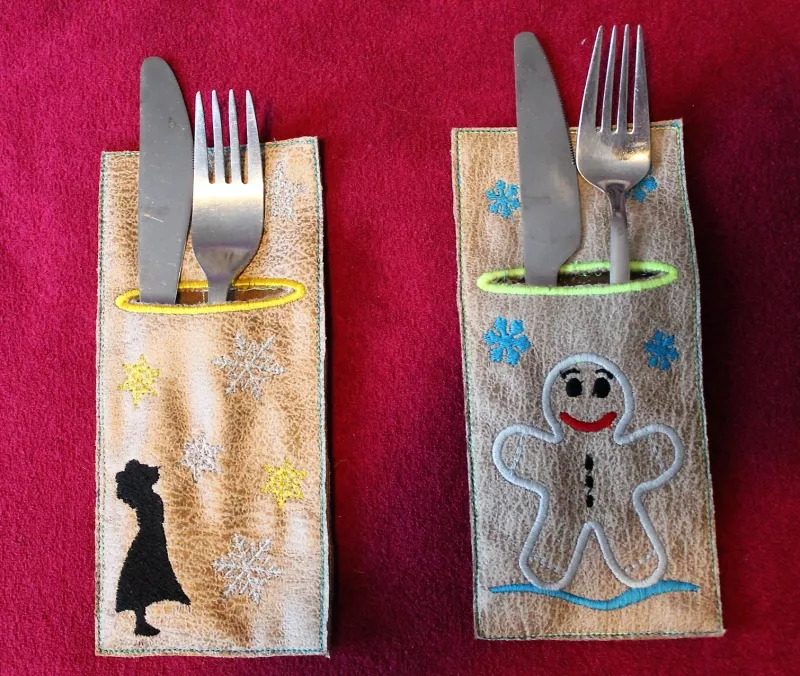 Stickdatei Set weihnachtliche ITH Bestecktaschen Stickdatei Set weihnachtliche ITH Bestecktaschen