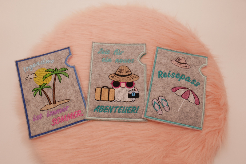 Stickdatei Set ITH Reisepasshüllen (13x18) + Einzelmotive