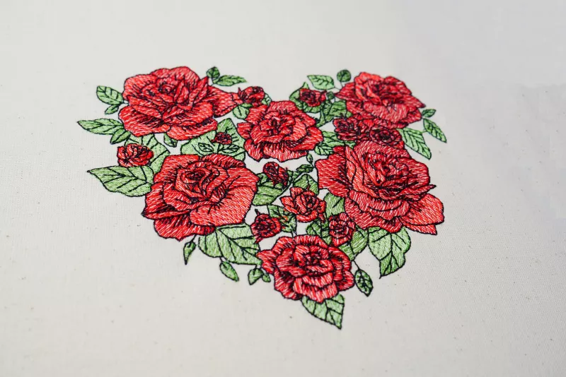 Stickdatei Blumenherz Lineart mit und ohne Vollstickflächen + einzelne Rose extra Stickdatei Blumenherz Lineart mit und ohne Vollstickflächen + einzelne Rose extra