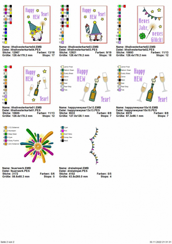 Stickdatei Set Gnom Silvesterparty mit ITH Kartenhüllen & Einzelmotive Stickdatei Set Gnom Silvesterparty mit ITH Kartenhüllen & Einzelmotive
