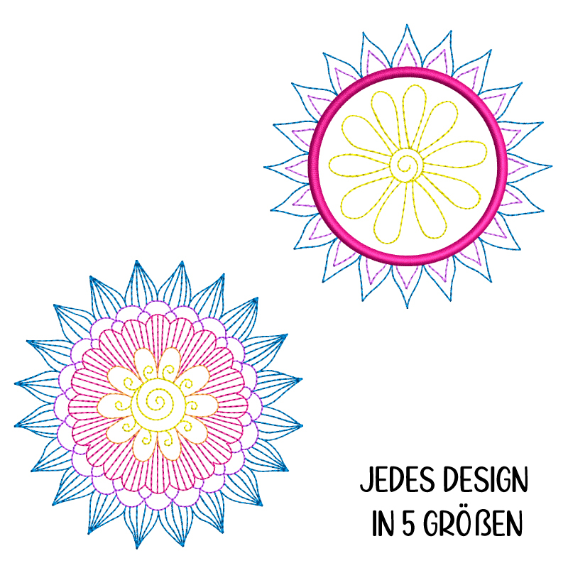 Stickdatei Set 8 Mandalas Line Art