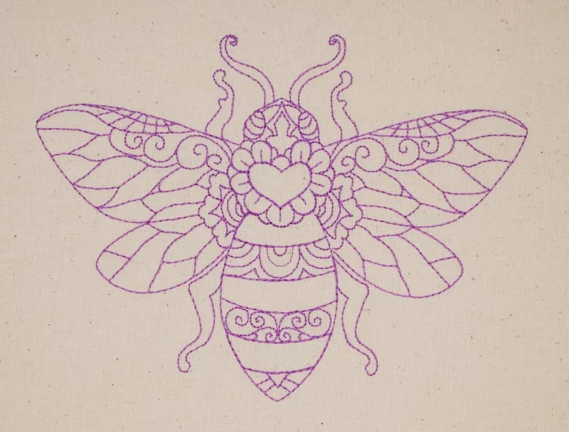 Stickdatei von einer Bine in Lineart ausgestickt.
