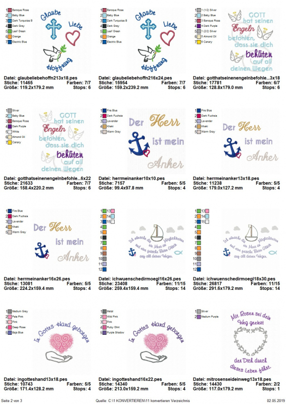 Stickdatei Set christliche Sprüche und Bibelverse, Übersicht zeigt 12 Dateien. Alle mit diversen christlichen Sprüchen und Bestickung mit christlichen Symbolen. Stickdatei Set christliche Sprüche und Bibelverse, Übersicht zeigt 12 Dateien. Alle mit diversen christlichen Sprüchen und Bestickung mit christlichen Symbolen.