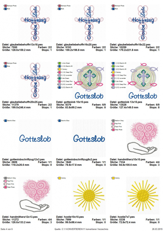 Stickdatei Set christliche Symbole Stickdatei Set christliche Symbole