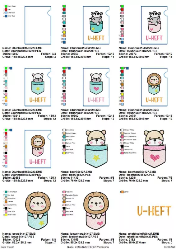 U-Heft-Hüllen Cute Animals Übersicht Seite 1