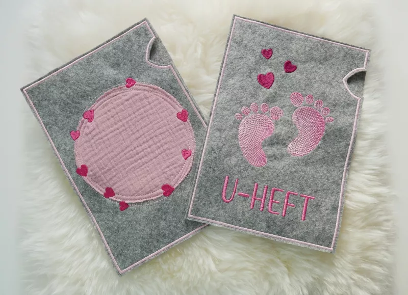 Stickdatei Set U-Hefthüllen Mädchenmotive und Farben.