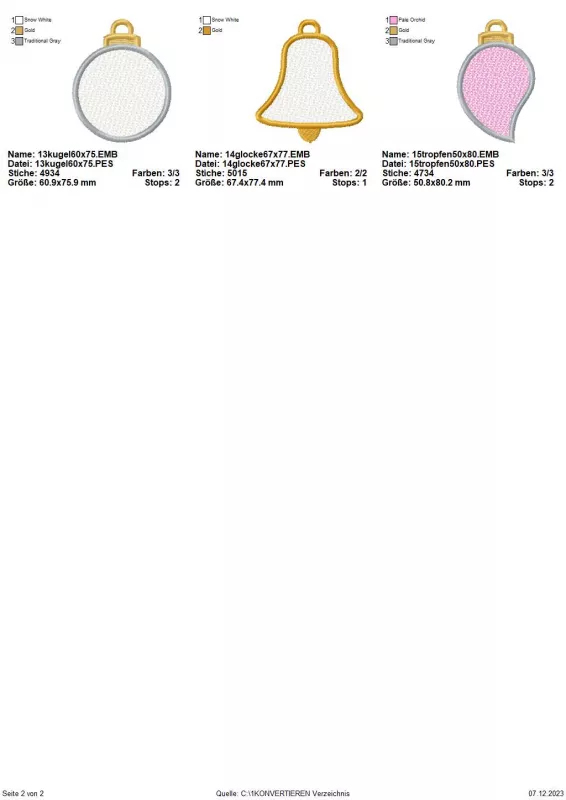 Stickdatei Set FSL 15 Designs Streudeko & Christbaumschmuck