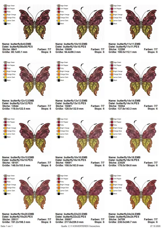Stickdatei Schmetterling Vollstickmotiv Stickdatei Schmetterling Vollstickmotiv