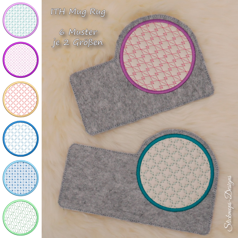 Stickdatei Set ITH Mug Rug mit Keksablage Stickdatei Set ITH Mug Rug mit Keksablage