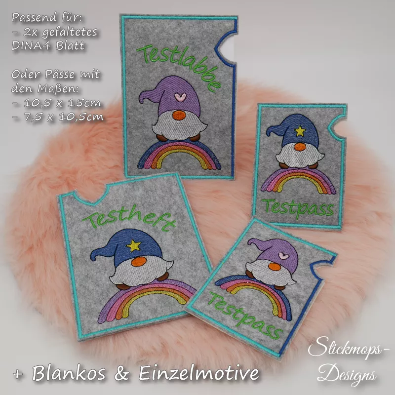 Stickdatei Set ITH Testpass-Hüllen + Einzelmotive und Blankos Stickdatei Set ITH Testpass-Hüllen + Einzelmotive und Blankos