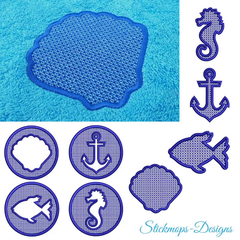 Stickdatei Set Maritime Handtuch Motive Embossed 10x10