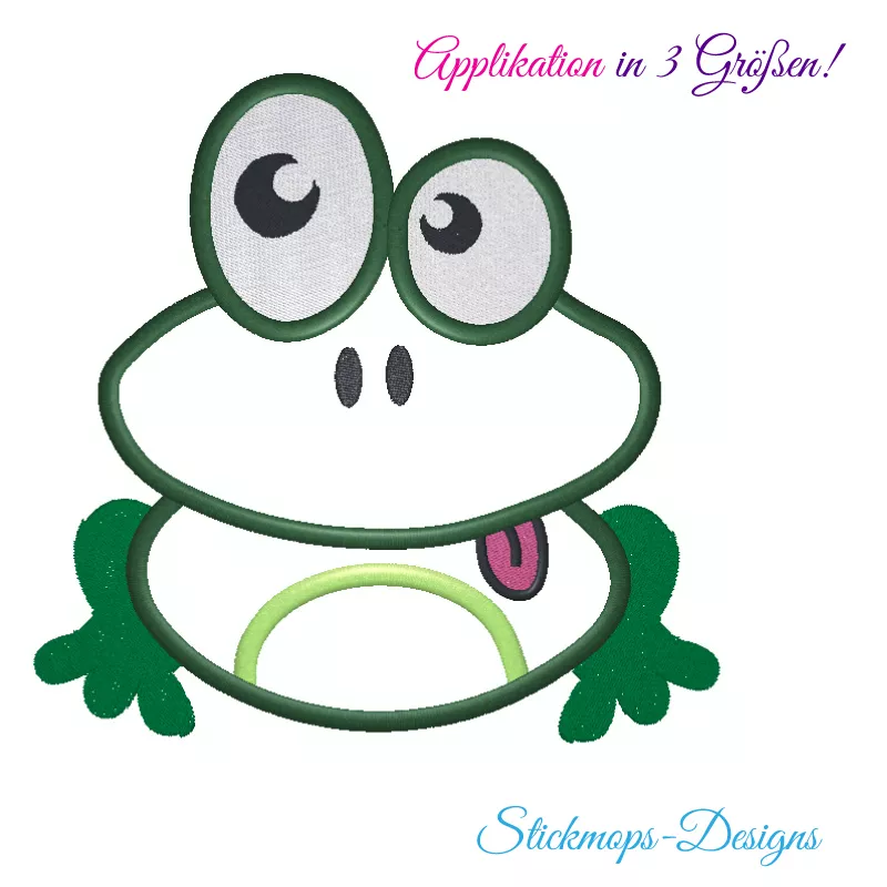 Stickdatei Frosch Applikation in 3 Größen Stickdatei Frosch Applikation in 3 Größen
