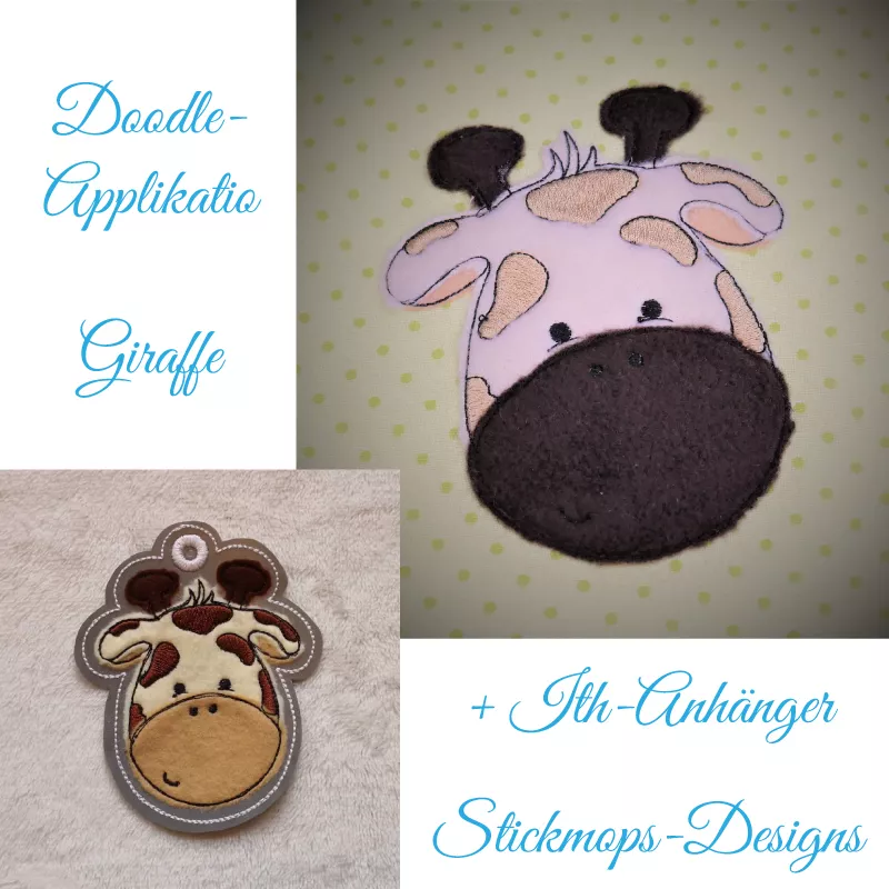 Stickdatei Giraffe Applikation + ITH Anhänger Stickdatei Giraffe Applikation + ITH Anhänger