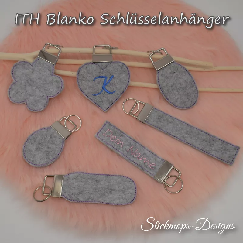 blanko ITH Schlüsselanhänger aus Filz in den Formen Rund, herzförmig, eckig, oval und blutenförmig blanko ITH Schlüsselanhänger aus Filz in den Formen Rund, herzförmig, eckig, oval und blutenförmig