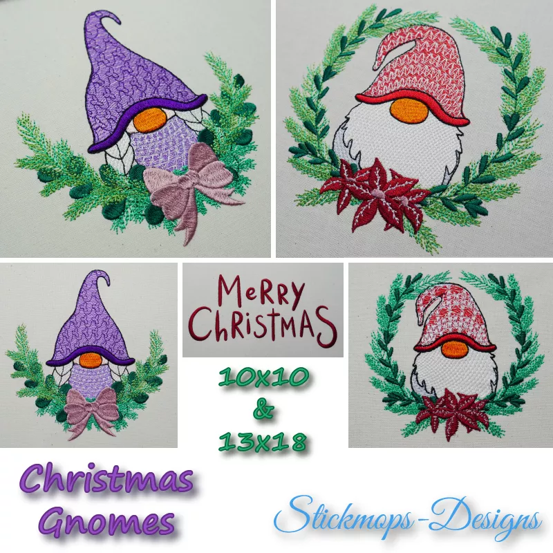 Stickdatei Set Christmas Gnomes (ab 10x10)