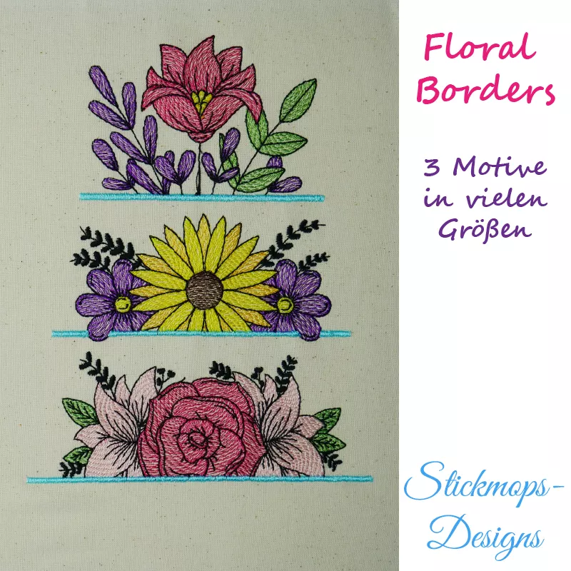 Stickdatei Set Floral Borders (div. Größen) Stickdatei Set Floral Borders (div. Größen)