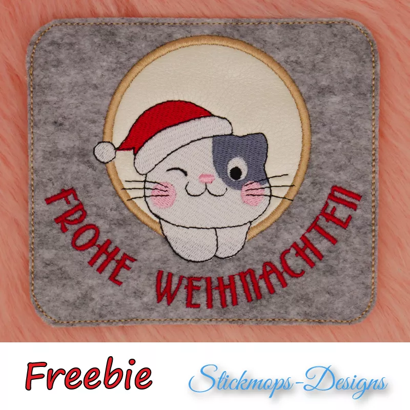 Freebie Stickdatei ITH Mug Rug Frohe Weihnachten (13x18) Freebie Stickdatei ITH Mug Rug Frohe Weihnachten (13x18)