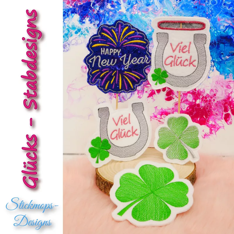 Stickdatei Set Glück & Silvester Stabdesigns Stickdatei Set Glück & Silvester Stabdesigns
