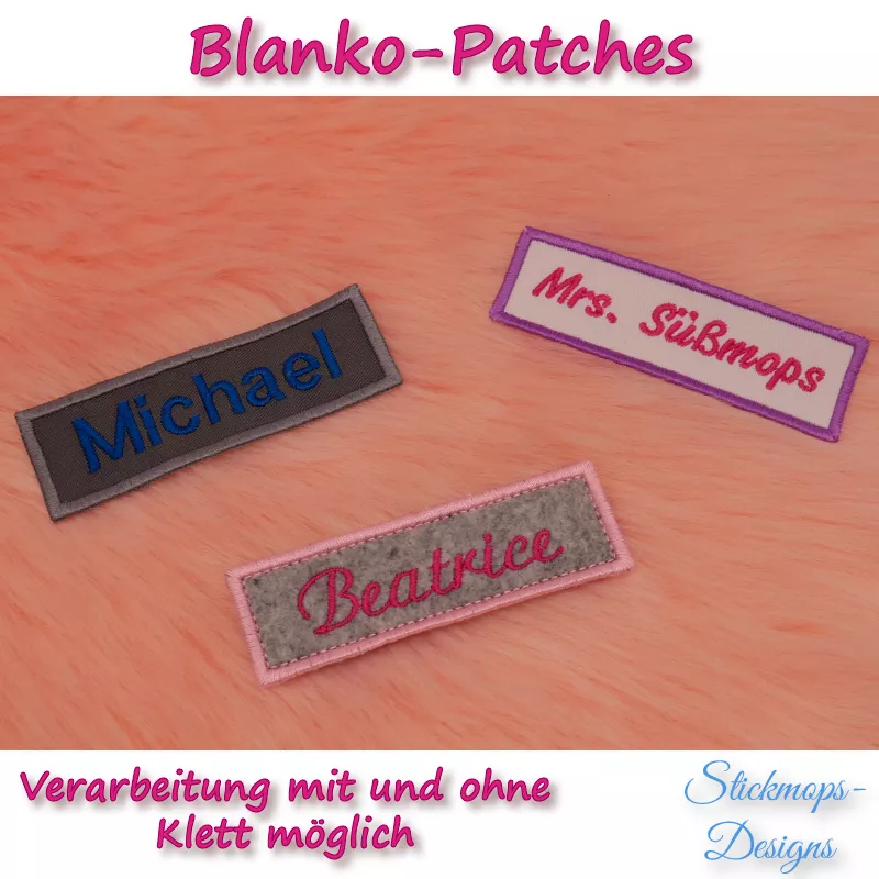 Stickdatei Set Blanko-Patches Aufnäher (mit und ohne Klett auf der Rückseite umsetzbar) Stickdatei Set Blanko-Patches Aufnäher (mit und ohne Klett auf der Rückseite umsetzbar)