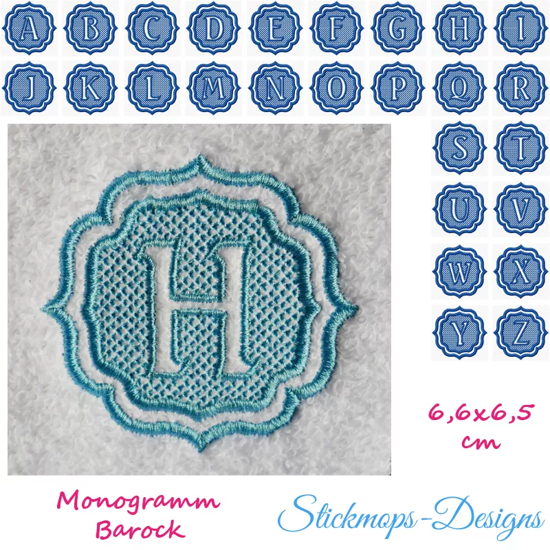 Stickdatei Set Monogramme Barock geeignet für Frottierwaren