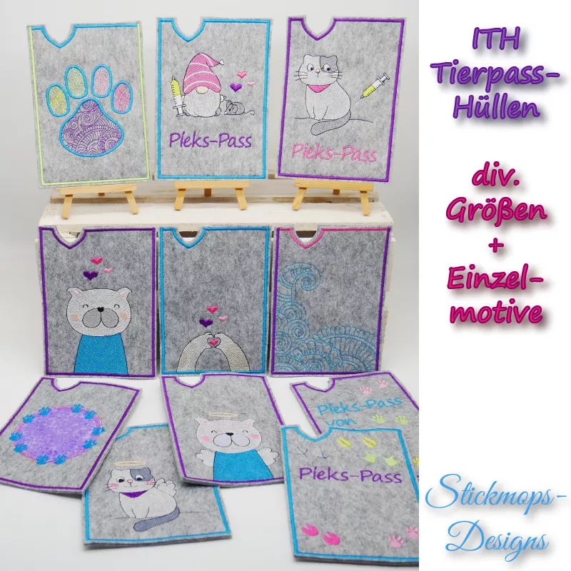 Stickdatei Set ITH TIERPASS-Hüllen 13 Designs (13x18)