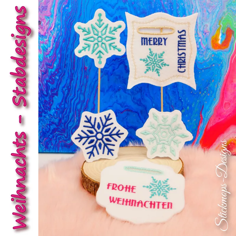 Stickdatei Set Weihnachts-Stabdesigns Stickdatei Set Weihnachts-Stabdesigns