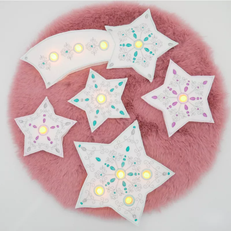 Stickdatei Set Christmas Lights Vogelperspektive,
